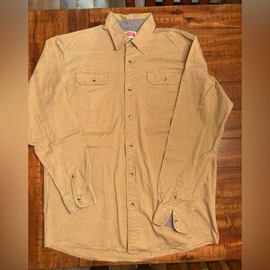 Wrangler Men's Casual Tan Button-Down Shirt